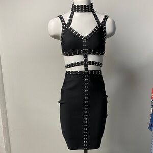 Black Studded Harness Dress